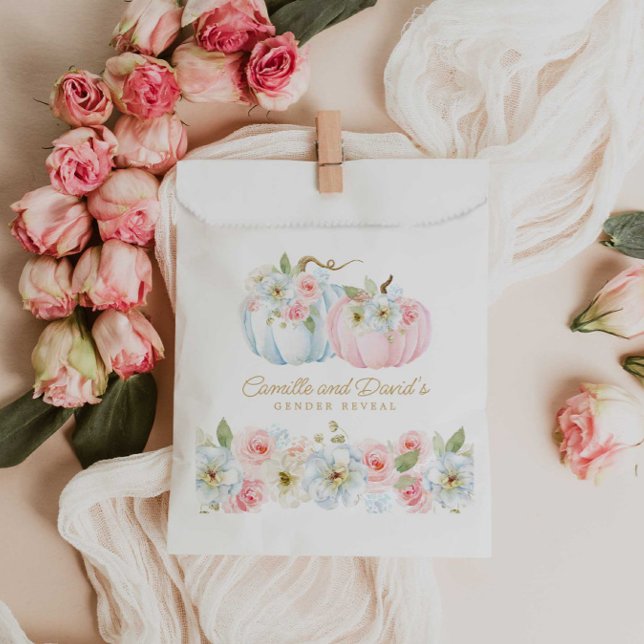 Elegant Fall Gender Reveal  Favour Bags (Elegant Pink and blue Fall Baby Shower Favor Bag)