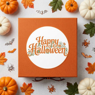 Elegant Fall Happy Halloween Orange Pumpkin Jacks Classic Round Sticker
