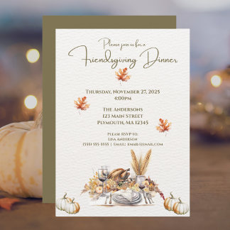 Elegant Fall Harvest Friendsgiving Thanksgiving Invitation