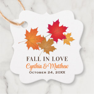 Elegant Fall in Love Autumn Leaves Wedding Favour Tags