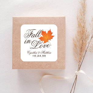 Elegant Fall in Love Autumn Maple Wedding Square Sticker