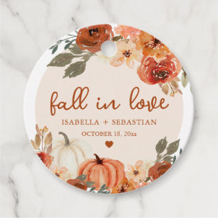 Elegant Fall in Love Boho Pumpkin Wedding Favour Tags