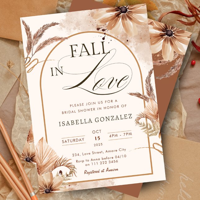 Elegant Fall in Love Bridal Shower Boho Sunflower Invitation (Fall In Love Bridal Shower Boho Sunflower Invitation)