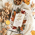 Elegant Fall in Love Golden Autumn Wedding Invitation<br><div class="desc">Embrace the magic of autumn with our "Fall in Love" Wedding Invitation. Perfect for a fall wedding, this elegant invitation features a stunning design in golden hues, with intricate watercolor details of autumn leaves, foliage, acorns, and pumpkins. The rich fall colour scheme enhances the seasonal charm, making it an ideal...</div>