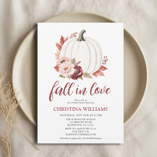 Elegant Fall in Love Pumpkin Floral Bridal Shower Invitation