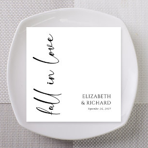 Elegant Fall in Love Script Wedding Napkin