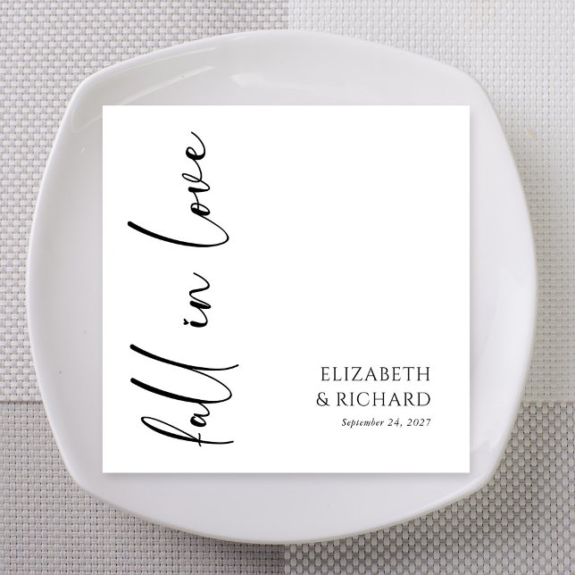 Elegant Fall in Love Script Wedding Napkin (Elegant Fall in Love Script Wedding Napkins)