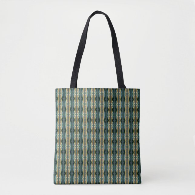 Elegant Fall Leaf Abstract Art, Striped Pattern Tote Bag (Front)
