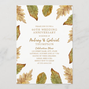 Elegant Fall Leaves 60th Wedding Anniversary Invitation