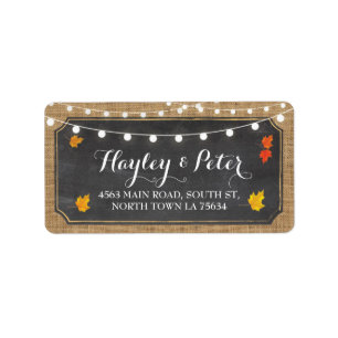 Elegant Fall Leaves Address Labels Stickers Lights
