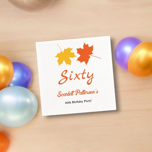 Elegant Fall Leaves Autumn Floral 60th Birthday Napkin (Creator Uploaded)