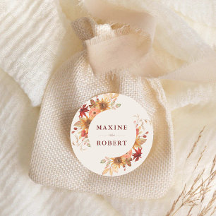 Elegant Fall Leaves Autumn Wedding Classic Round Sticker