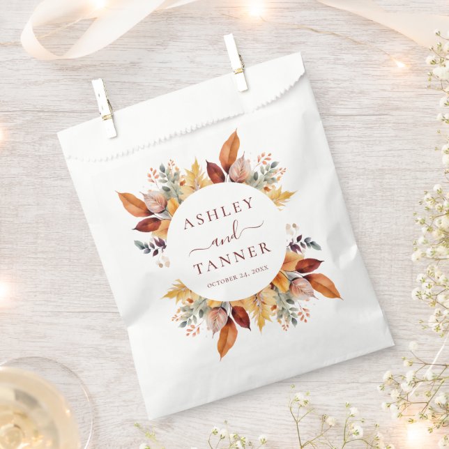 Elegant Fall Leaves Autumn Wedding Favour Bags (Clipped)