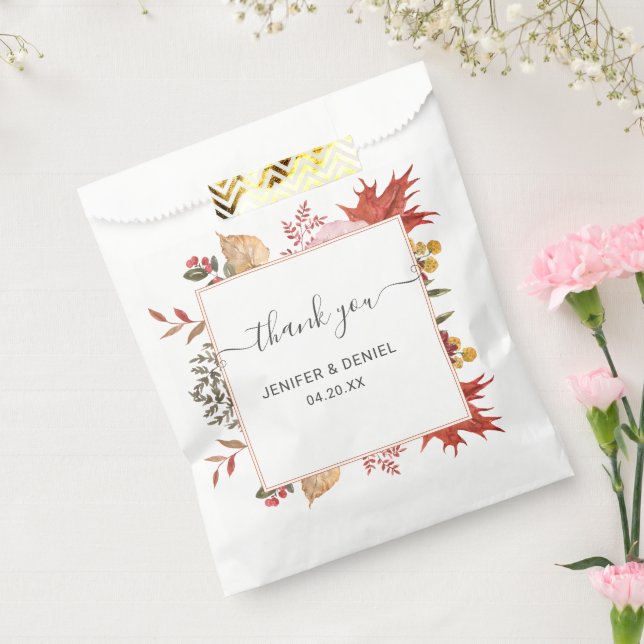 Elegant Fall Leaves Autumn Wedding  Favour Bags (Sealed)