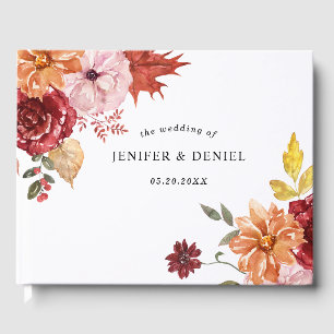 Elegant Fall Leaves Autumn Wedding  Guest Book