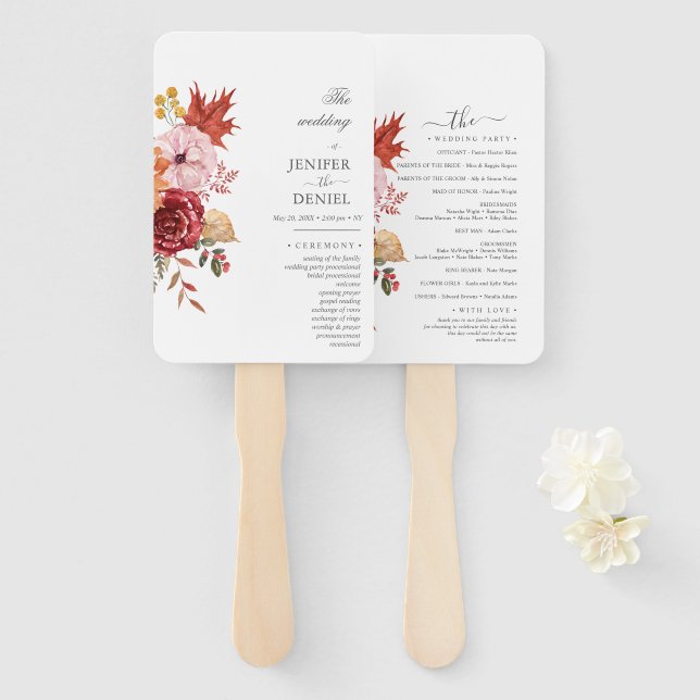Elegant Fall Leaves Autumn Wedding  Hand Fan (Front and Back)