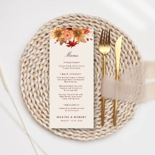 Elegant Fall Leaves Autumn Wedding Menu