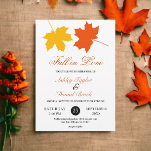 Elegant Fall Leaves Boho Autumn Floral Wedding Invitation