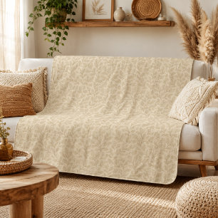 Elegant Fall Leaves Boho Minimalist Farmhouse Sherpa Blanket