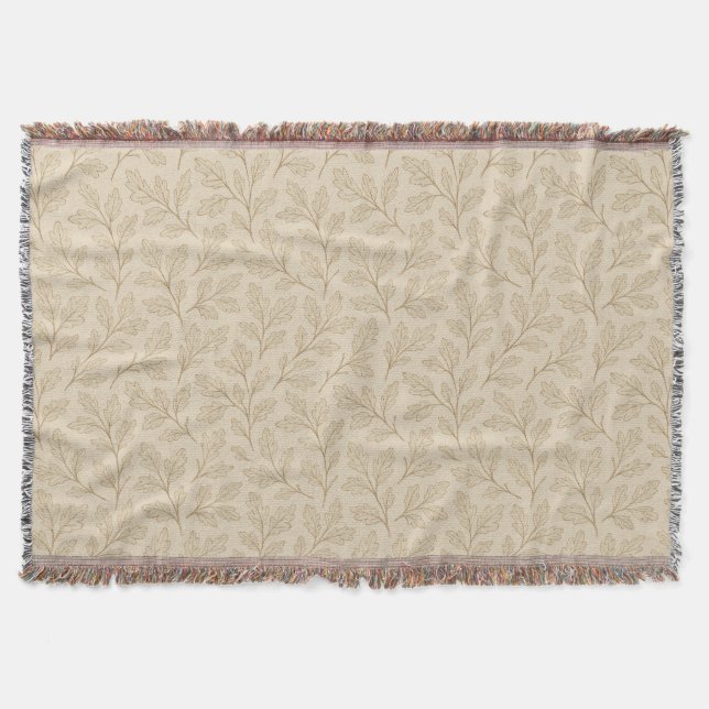 Elegant Fall Leaves | Boho Minimalist Farmhouse Throw Blanket (Front)