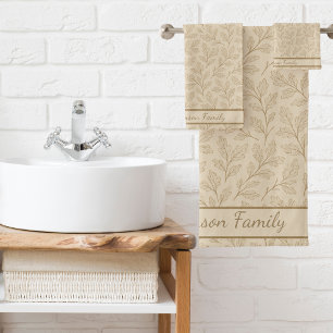 Elegant Fall Leaves Custom Minimalist Farmhouse Bath Towel Set