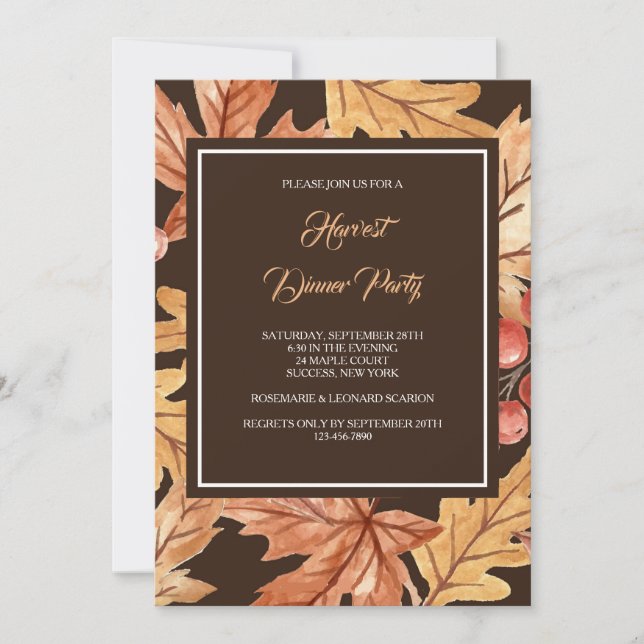 Elegant Fall Leaves Invitation (Front)