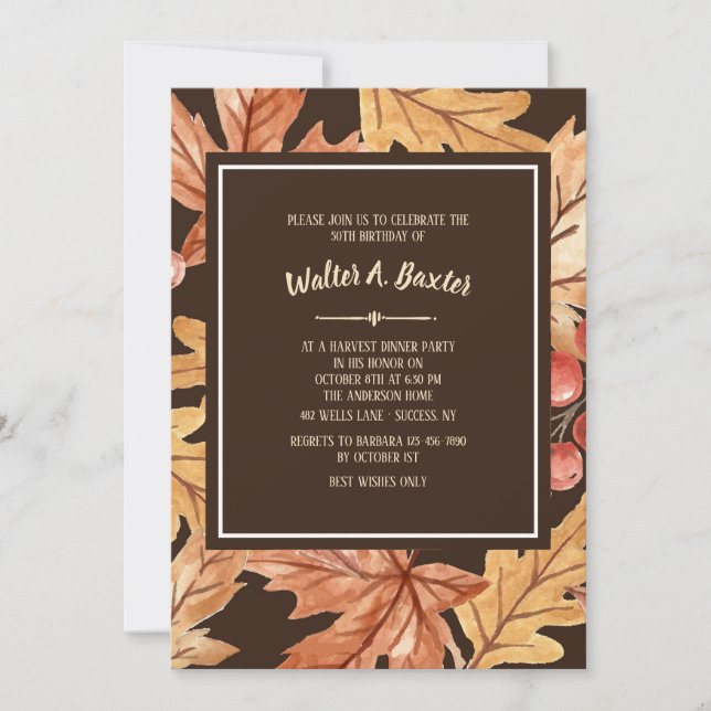Elegant Fall Leaves Invitation (Front)