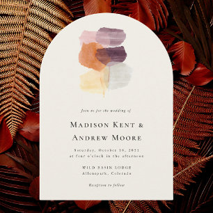 Elegant Fall Leaves Modern Autumn Art Wedding Invitation