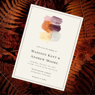 Elegant Fall Leaves Modern Autumn Art Wedding Invitation
