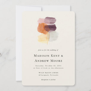 Elegant Fall Leaves Modern Autumn Art Wedding Invitation