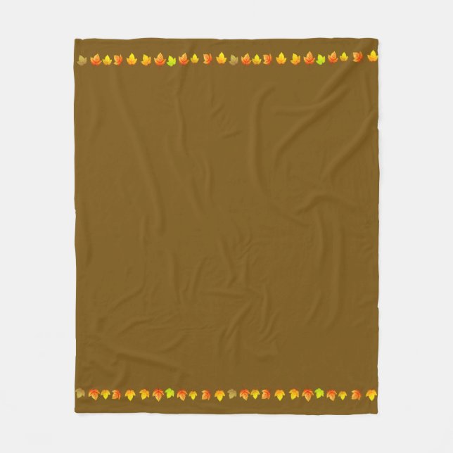 Elegant Fall Leaves on Light Beige Fleece Blanket (Front)