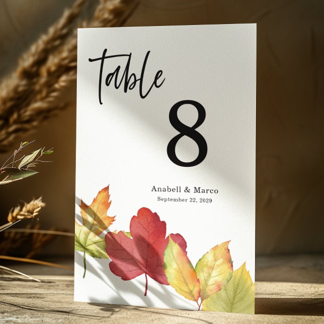 Elegant Fall Leaves Scripture Table card (Creator Uploaded)
