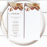 Elegant Fall Leaves Wedding Menu<br><div class="desc">This elegant wedding menu features hand-painted watercolor burnt orange and terracotta leaves,  cream and beige dahlias,  and beautiful rust-coloured roses on a white background. Find matching items in the White Autumn Romance Collection.</div>