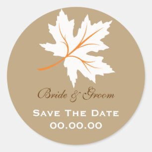 Elegant Fall Maple Leaf Save The Date Sticker