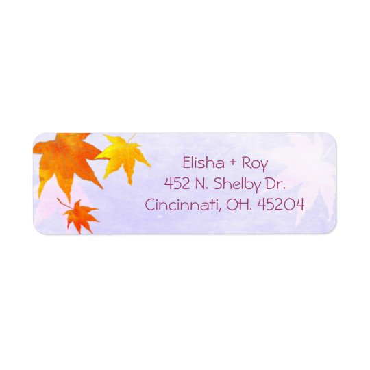 Elegant Fall Maple Wedding Return Address Return Address Label