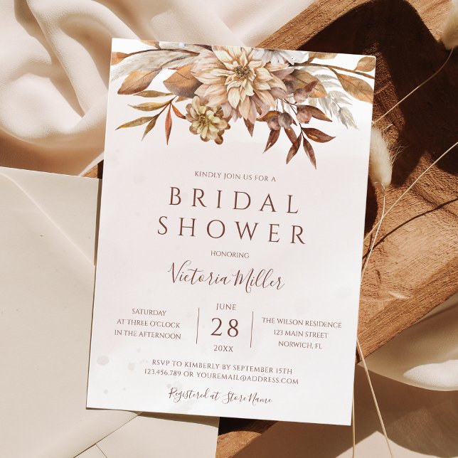 Elegant Fall Modern Bridal Shower Invitation (Creator Uploaded)