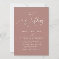Elegant Fall Muted Rosewood Script Classic Wedding
