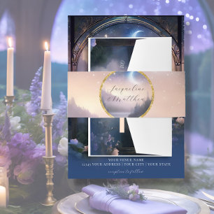 Elegant Fall Peach Floral Sage Watercolor Wedding Invitation Belly Band