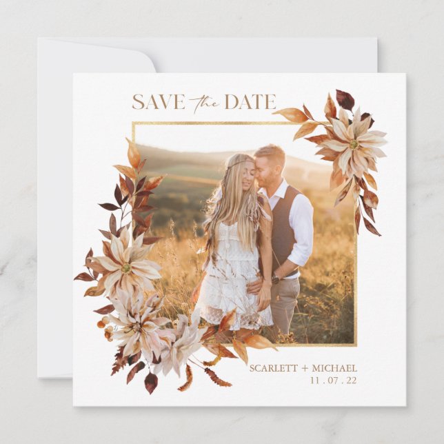 Elegant Fall Photo Save The Date (Front)