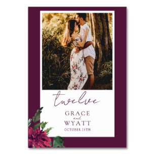 Elegant Fall Photo Wedding Table Number Cards