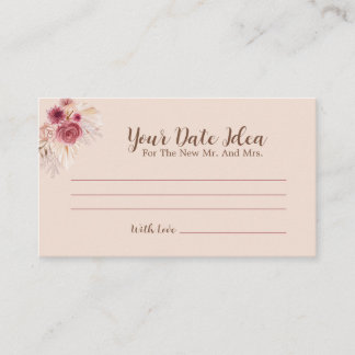 Elegant Fall Pink Floral Date Night Ideas Enclosure Card