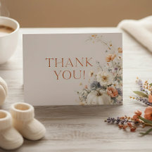 Elegant Fall Pumpkin Baby Shower Thank You Card