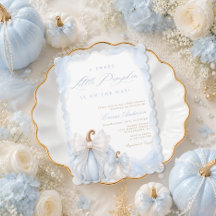 Elegant Fall Pumpkin Blue Baby Shower