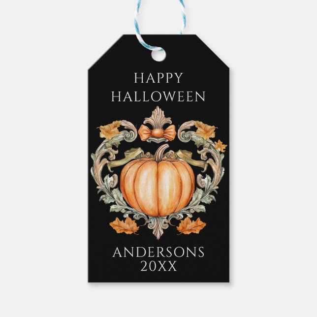 Elegant Fall Pumpkin  Gift Tags (Front)