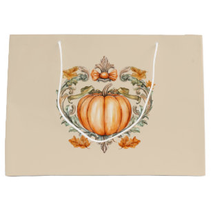 Elegant Fall Pumpkin  Large Gift Bag