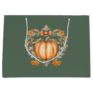Elegant Fall Pumpkin Large Gift Bag