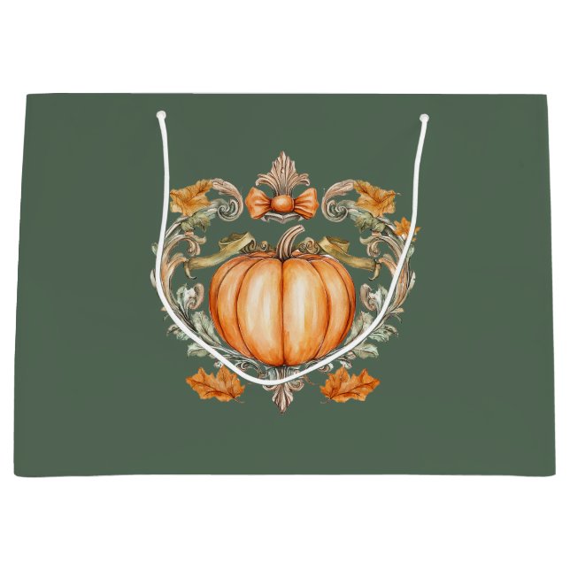 Elegant Fall Pumpkin  Large Gift Bag (Front)