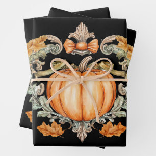 Elegant Fall Pumpkin Wrapping Paper Sheet