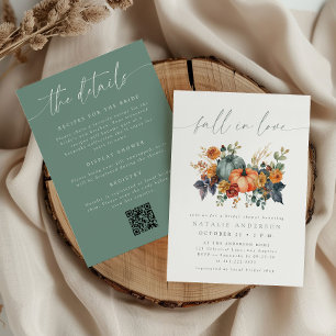 Elegant Fall QR Code All-in-One Bridal Shower Invitation