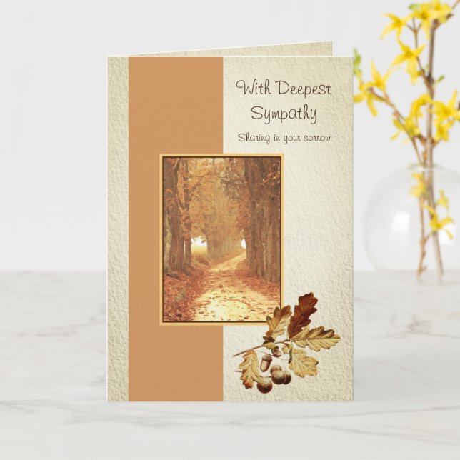 Elegant Fall Road Watercolor Sympathy Card (Yellow Flower)
